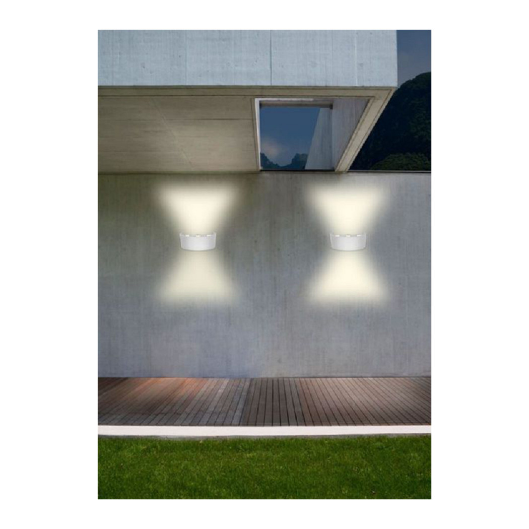 foto del prodotto trade shop applique esterno led 16 watt crown ip65 up amp down bianco luce es64 bianco naturale 
