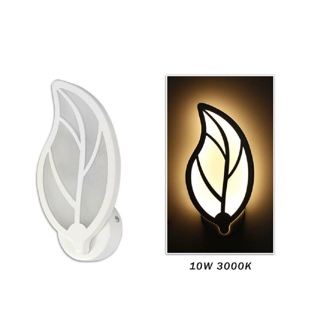 foto del prodotto trade shop applique foglia a parete 7 watt lampada abat jour luce fredda calda naturale e32 bianco caldo 