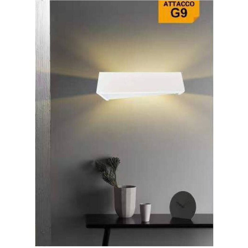 foto del prodotto trade shop applique in gesso moderno design rettangolo tinteggiabile biemissione g9 gs e76 