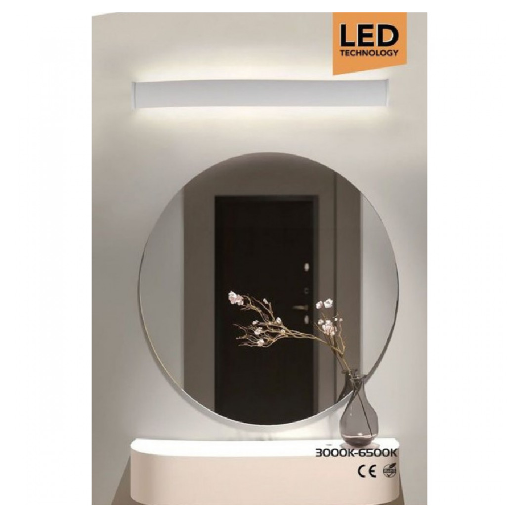 foto del prodotto trade shop applique lampada da specchio lineare luce up amp down 3000k 6500k 18 watt 51 cm f11 