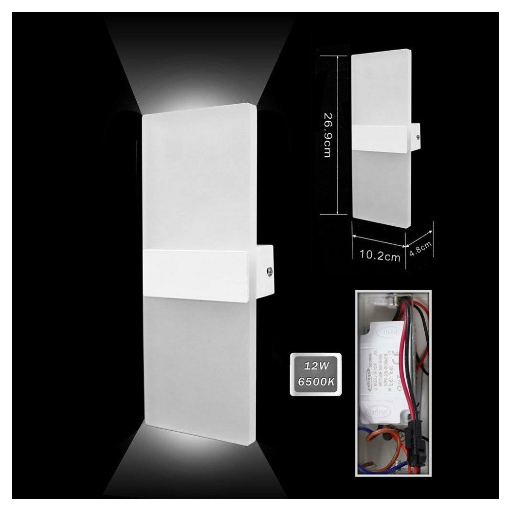 foto del prodotto trade shop applique lampada parete led 8watt doppia emissione luce 3000k 4000k 6500k e37 bianco freddo 