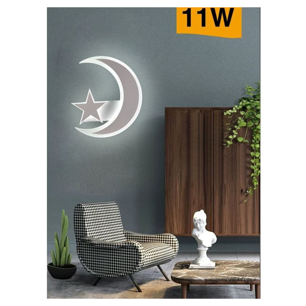 foto del prodotto trade shop applique lampada stella e luna a led moderna 11w tre colorazione di luce e47 3c 