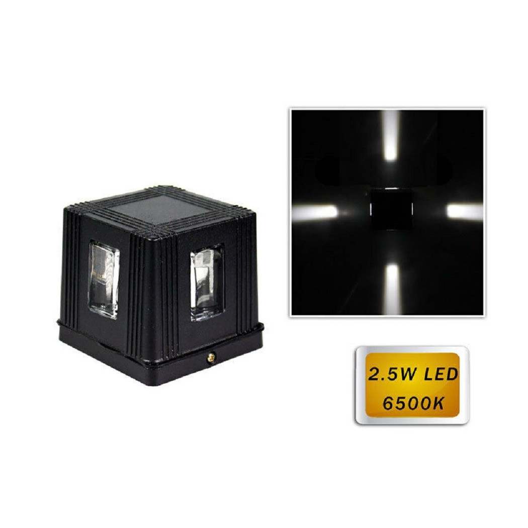 foto del prodotto trade shop applique led 2,5 w esterno lampada cubo a parete luce moderna giardino nero es32 bianco freddo 