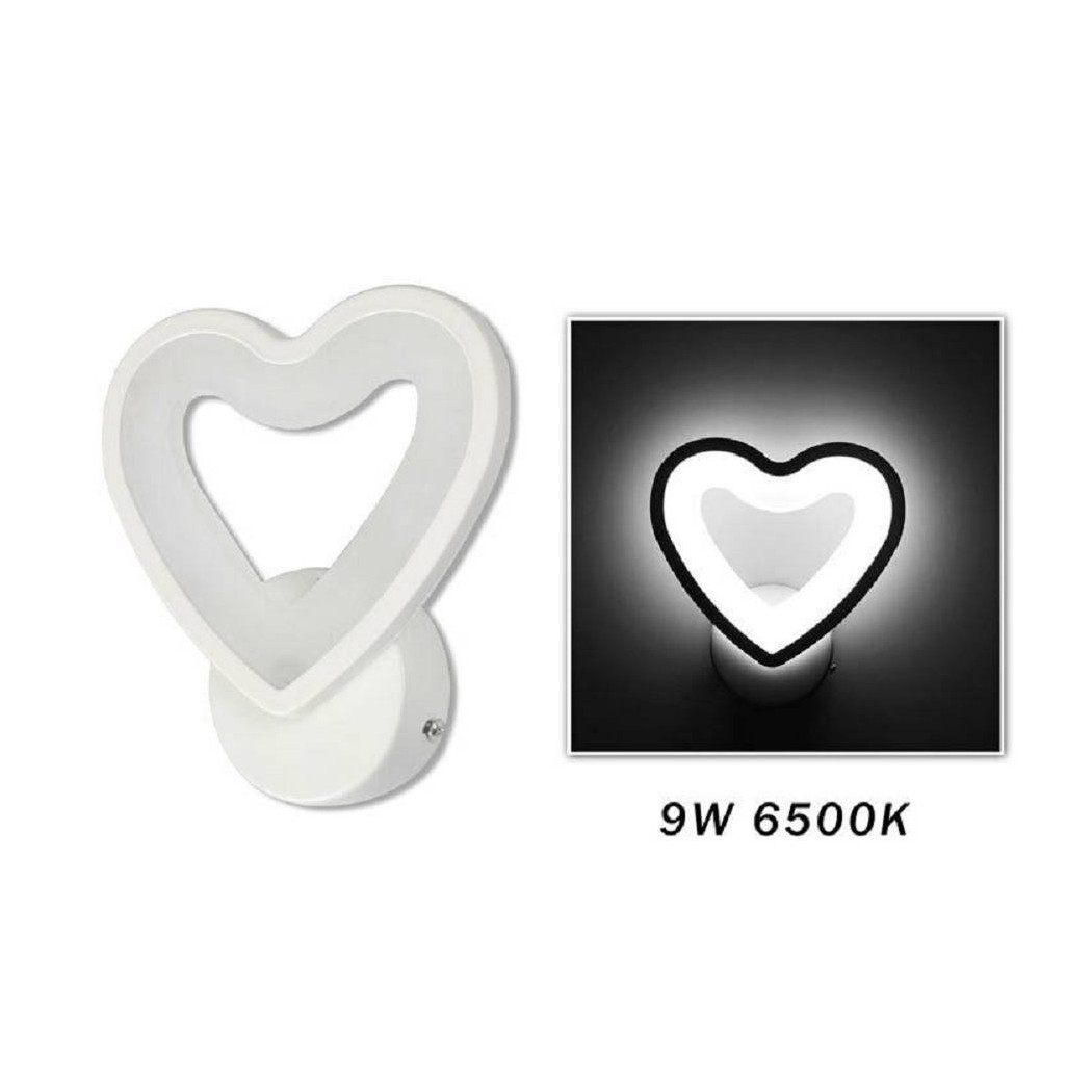 foto del prodotto trade shop applique led a cuore 6w lampada a parete lumetto luce fredda calda naturale e28 bianco freddo 