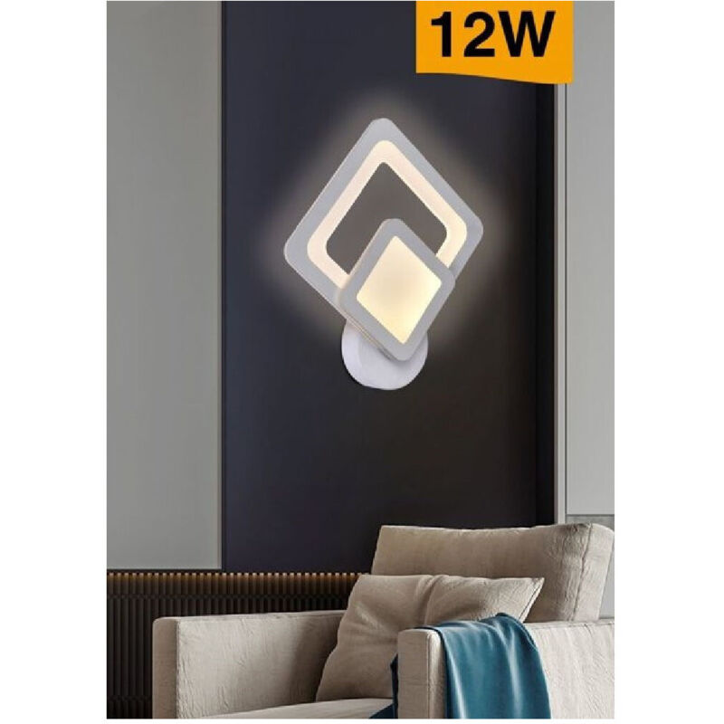 foto del prodotto trade shop applique led a rombo 12 w parete lumetto abat jour luce 6500k 3000k 4000k e82 b bianco caldo 