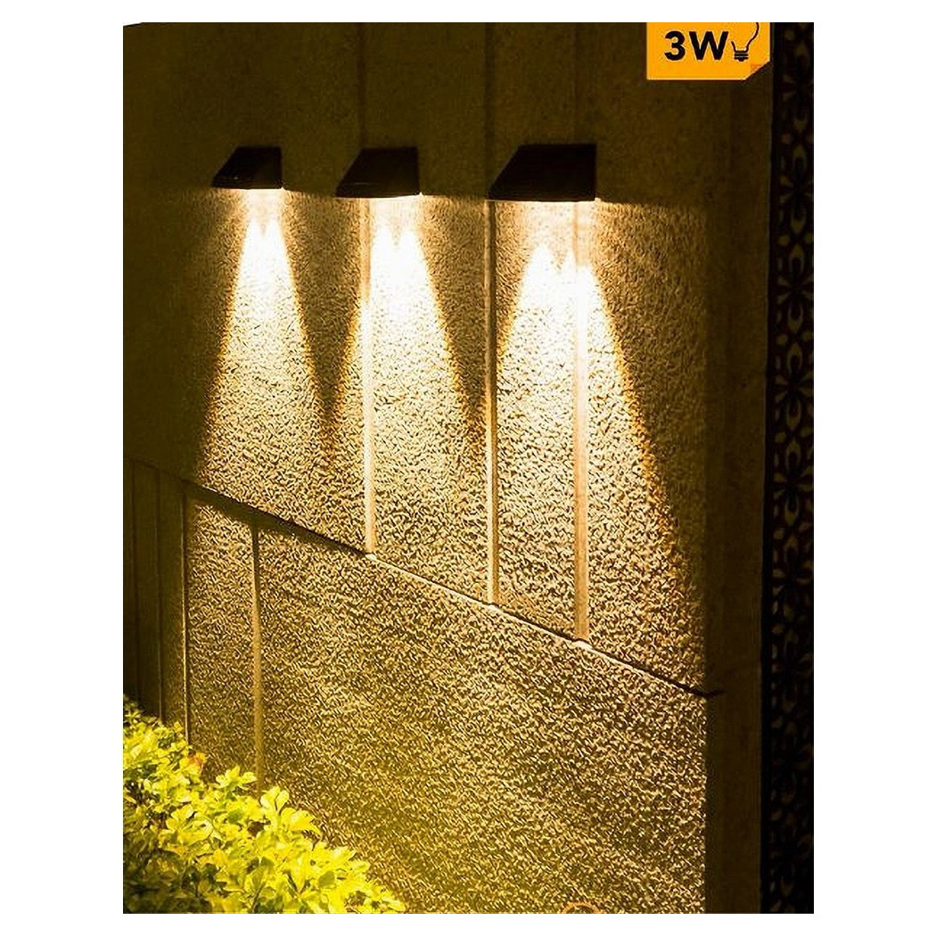foto del prodotto trade shop applique led con pannello solare a parete 3 w ip65 luce 3000k 6500k nero yh0615 bianco caldo 