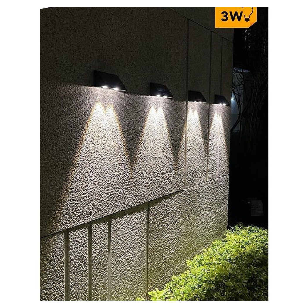 foto del prodotto trade shop applique led con pannello solare a parete 3 w ip65 luce 3000k 6500k nero yh0615 bianco freddo 