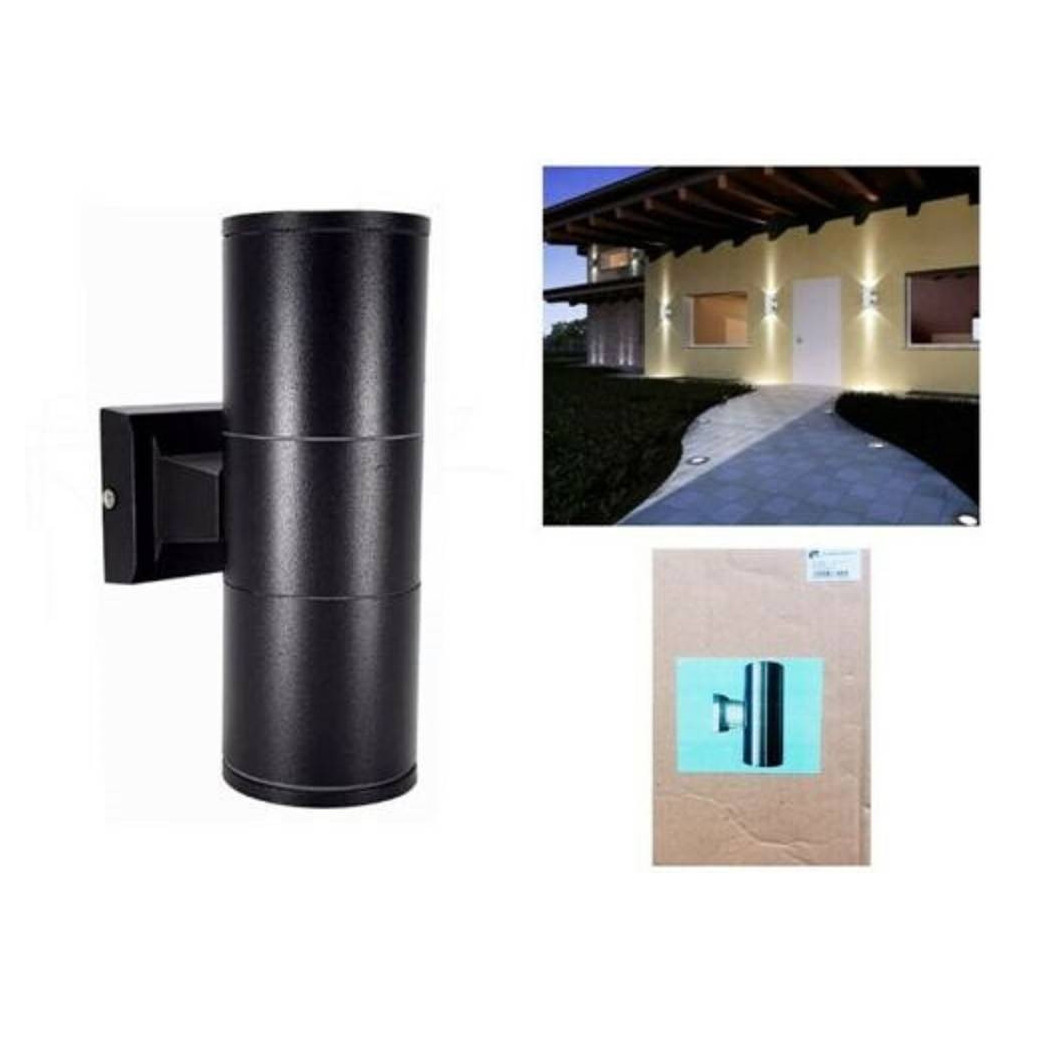 foto del prodotto trade shop applique led da esterno faretto doppia illuminazione giardino parete nera 