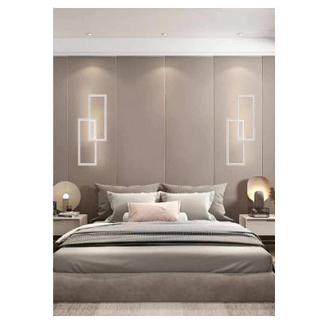 foto del prodotto trade shop - applique led da parete 32w 2 rettangoli aperti luce calda fredda naturale aq25-b - -bianco freddo -