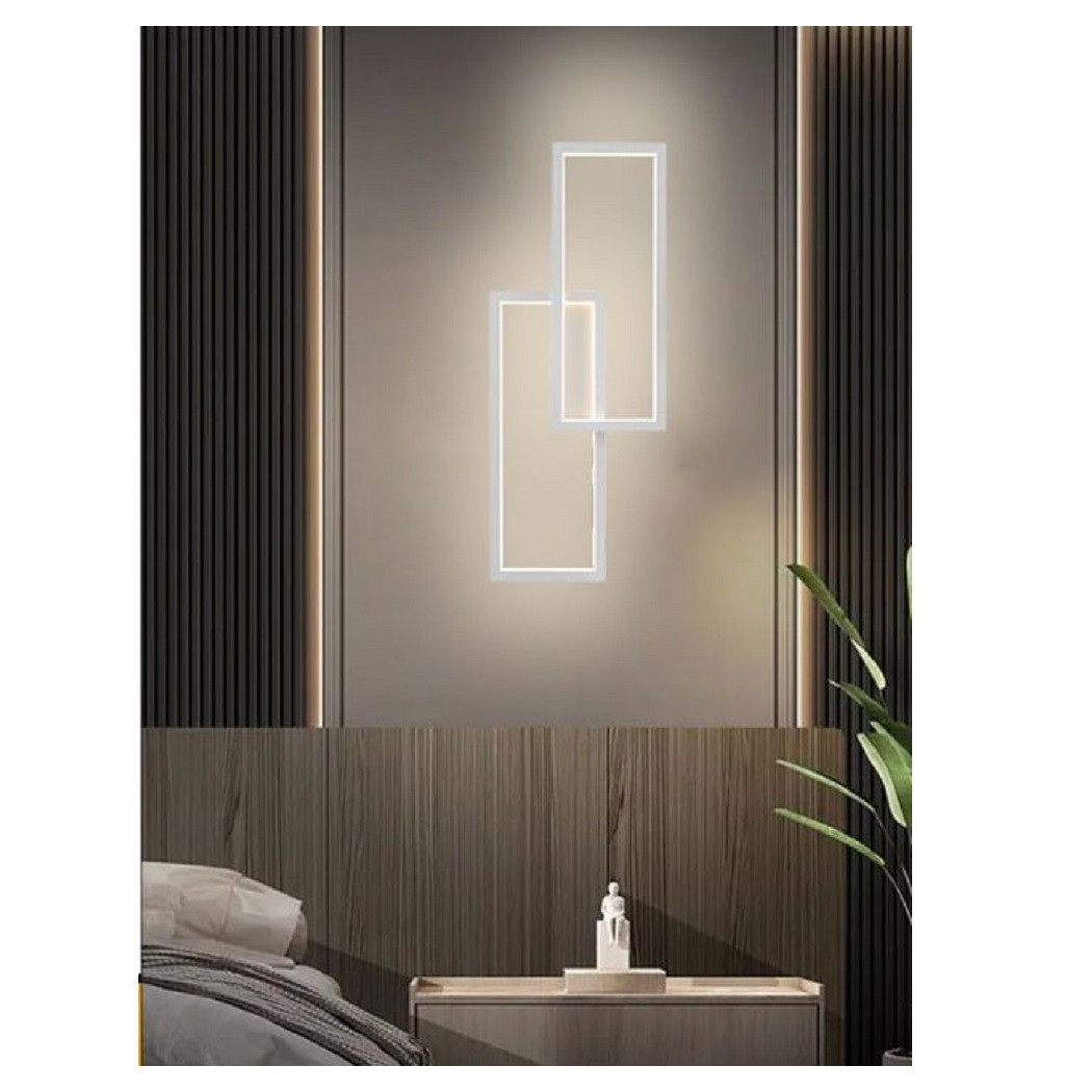 foto del prodotto trade shop applique led da parete 32w 2 rettangoli aperti luce calda fredda naturale aq25 b bianco naturale 