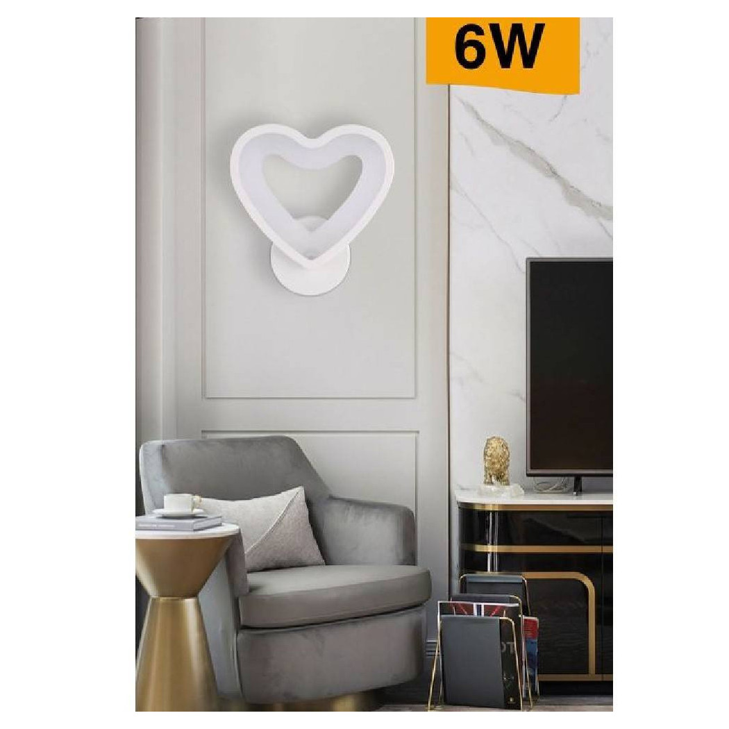 foto del prodotto trade shop applique led forma cuore 6 w a parete abat jour 3 modalit di colore luce e28 3c 