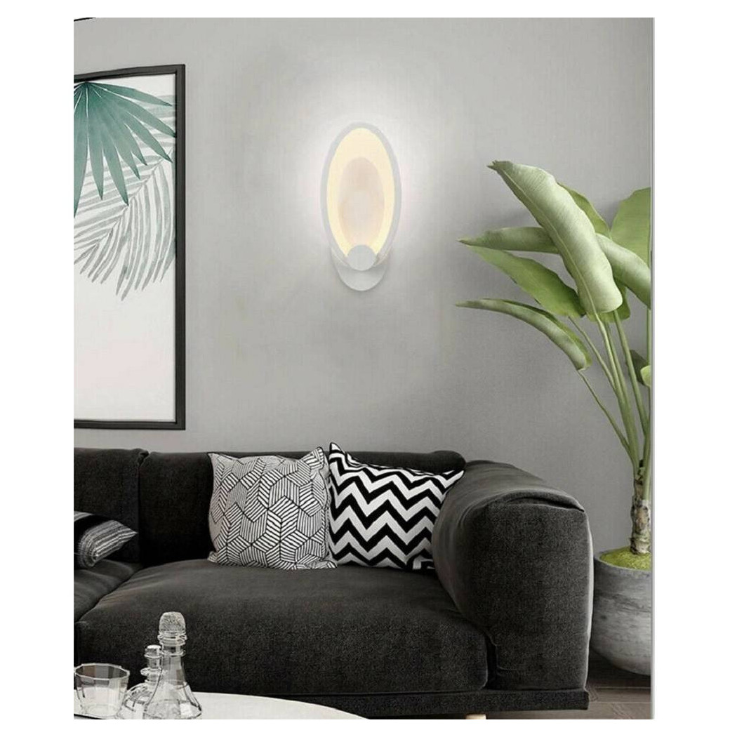 foto del prodotto trade shop applique led ovale 9 watt parete lumetto luce bianca fredda calda naturale e25 bianco caldo 