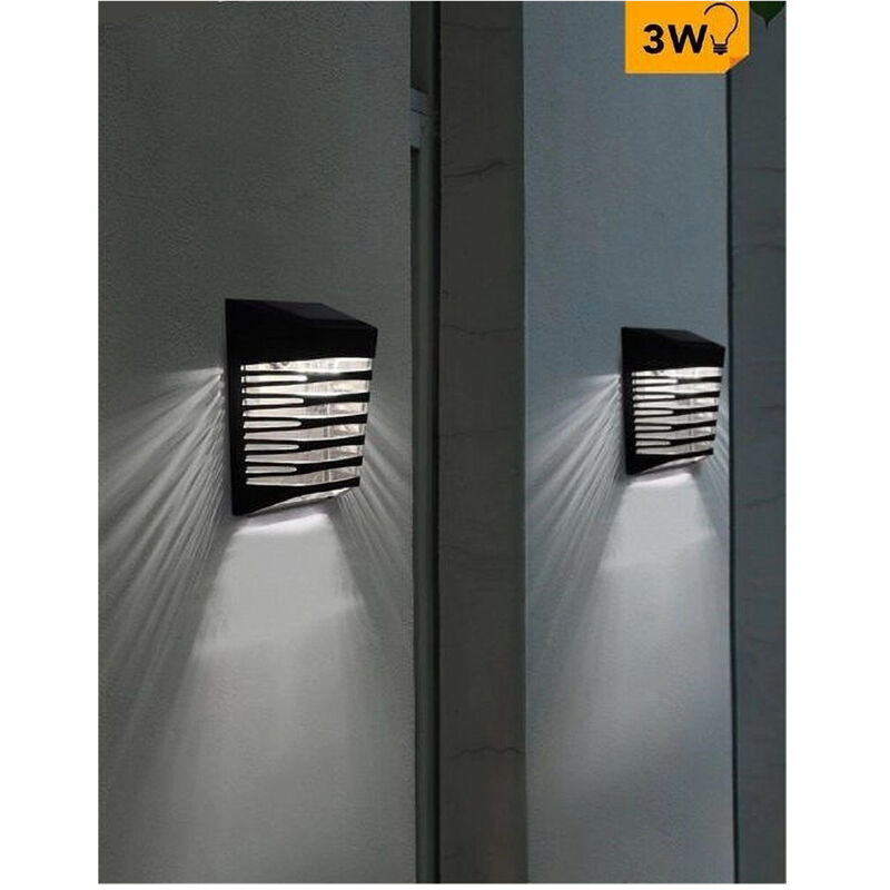 foto del prodotto trade shop applique led ricaricabile 3watt con pannello solare ip65 luce 3000k 6500k yh0614 bianco freddo 