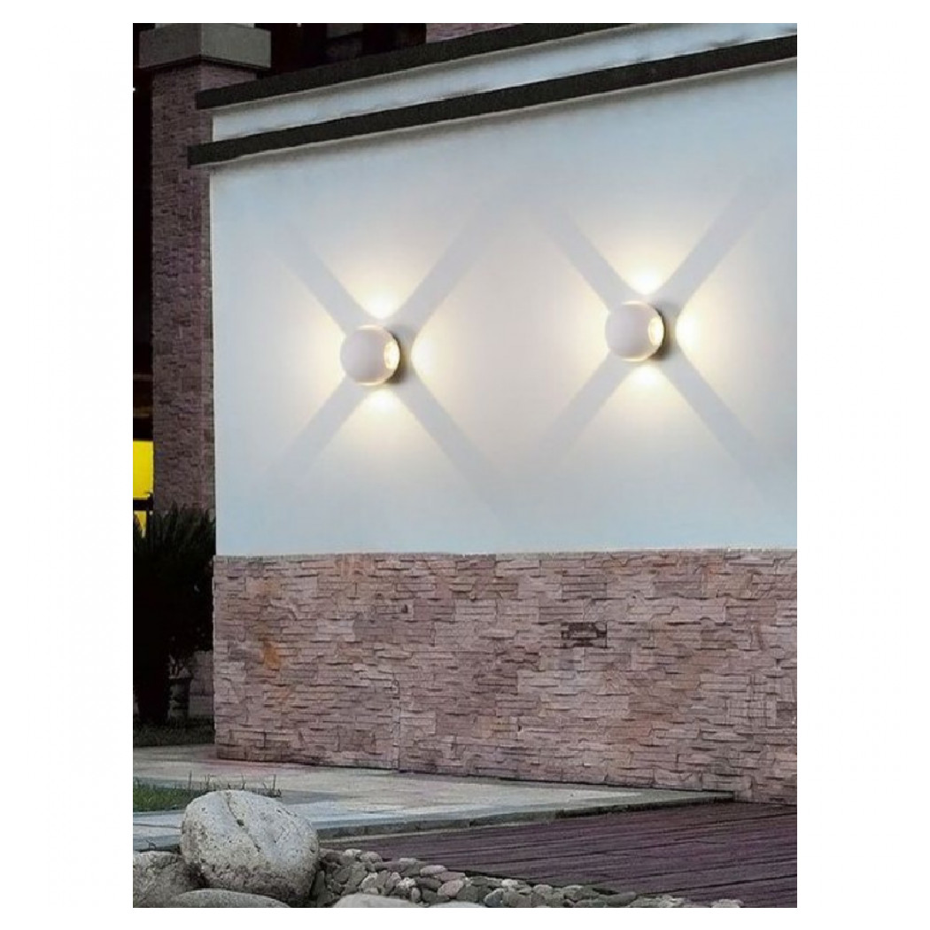 foto del prodotto trade shop applique muro a sfera 4 fasci di luce esterno bianco luce 3000k 6000k 4000k es58 bianco naturale 