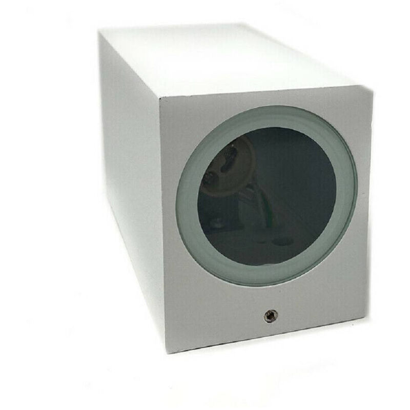 foto del prodotto trade shop applique parete doppia emissione attacco gu10 lampada moderna es55 up amp down ip65 bianco