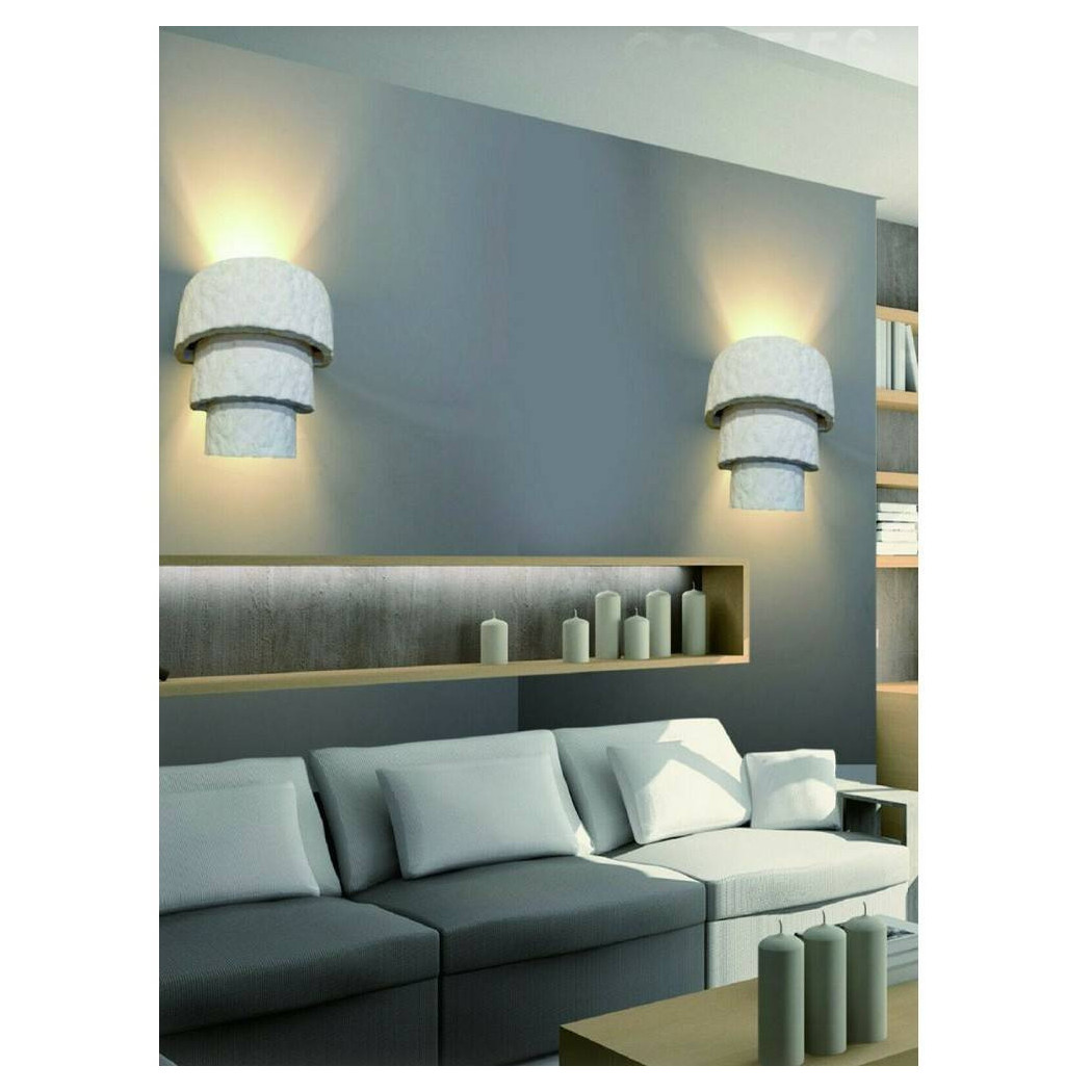 foto del prodotto trade shop applique parete in gesso effetto pietra verniciabile moderno attacco e14 gs e56 