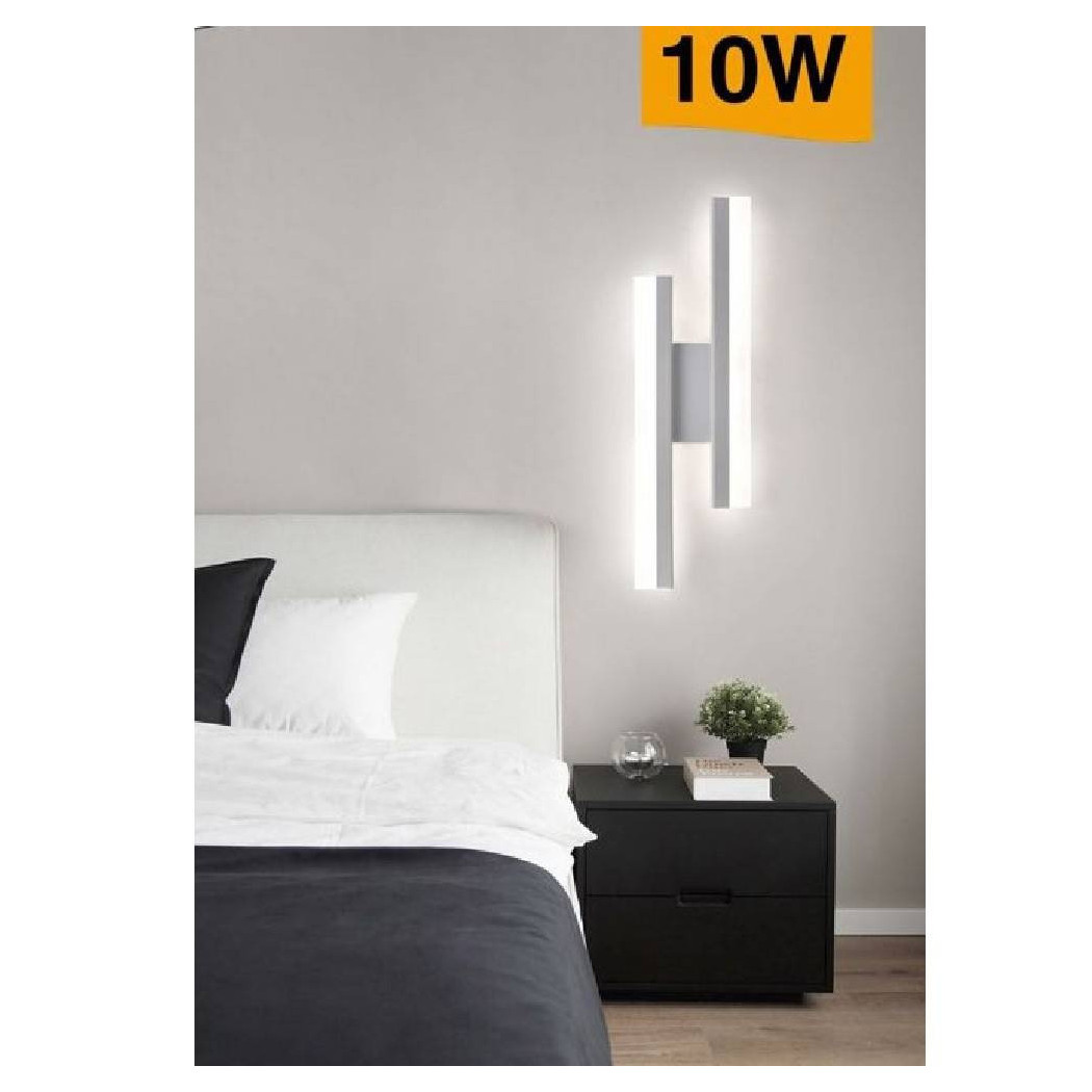 foto del prodotto trade shop applique parete moderno 10w lumetto abat jour bianca luce 6500k 4000k 3000k e87b bianco naturale 