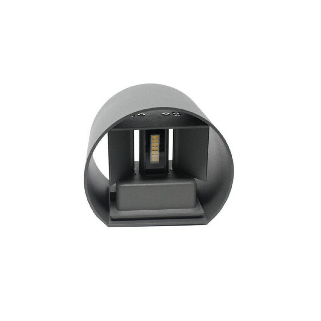 foto del prodotto trade shop applique parete muro grigio 28 led 12 watt ip55 luce fredda calda up amp down es44 bianco freddo 