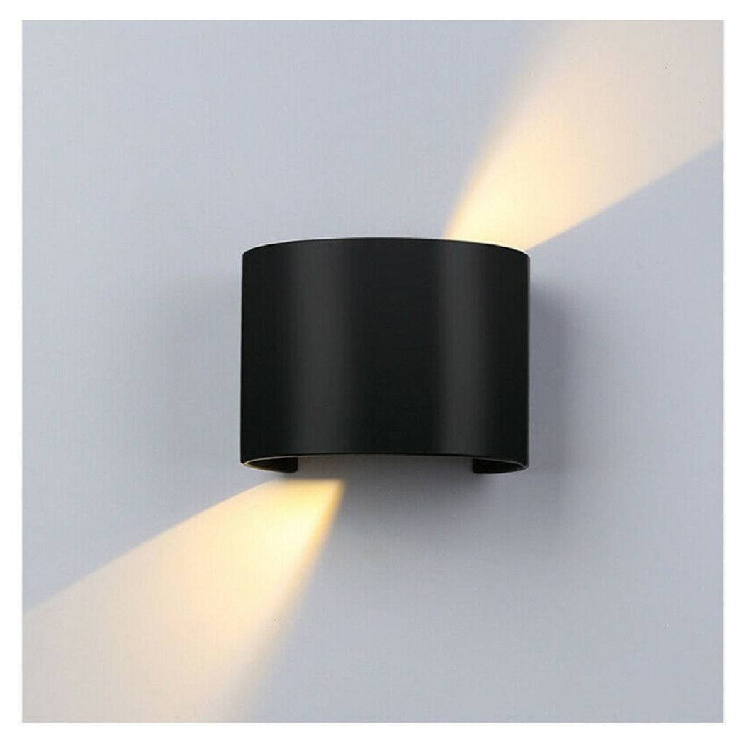 foto del prodotto trade shop applique parete nero 28led 12w ip55 luce fredda 6500k calda 3000k up amp down es44 bianco freddo 