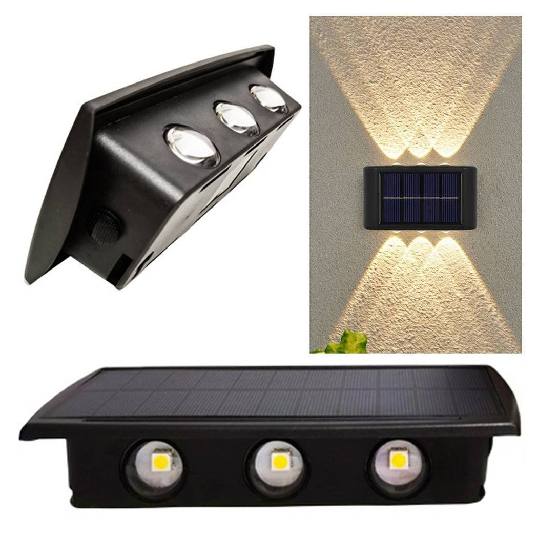 foto del prodotto trade shop applique segnapasso da esterno a parete energia solare pannello up and down 6led 