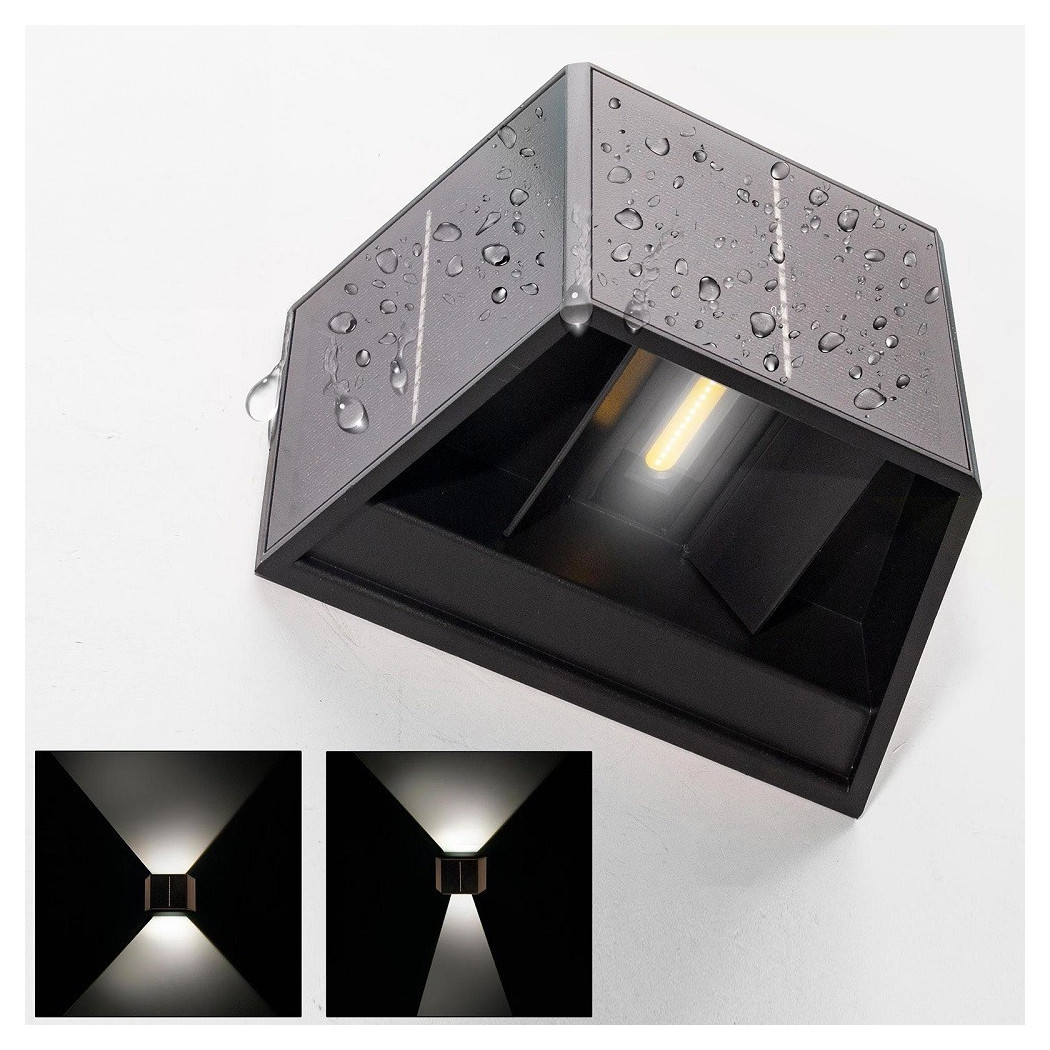 foto del prodotto trade shop applique solare led 4w parete up down sensore crepuscolare alette regolabili luce 4000k 