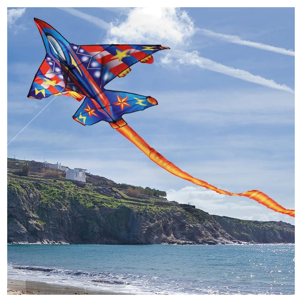 foto del prodotto trade shop aquilone aereo gioco esterno spiaggia facile da pilotare vari colori 110x70 cm 
