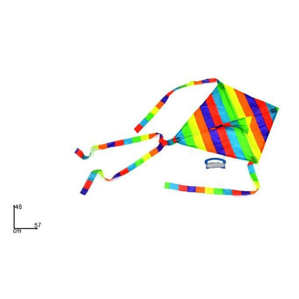 foto del prodotto trade shop aquilone in nylon multicolore righe gioco divertimento bambini estate 57 x 46 cm 
