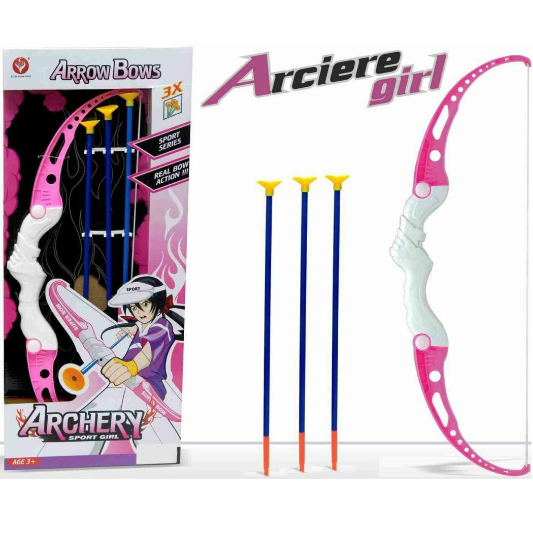 foto del prodotto trade shop arciere girl arco con 3 frecce giocattolo gioco bambine 
