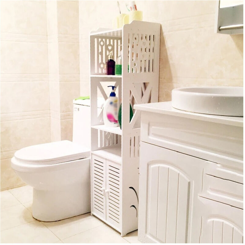 foto del prodotto trade shop armadietto in legno bianco lucido mdf con due ante 3 mensole ripini 120x32x27cm 