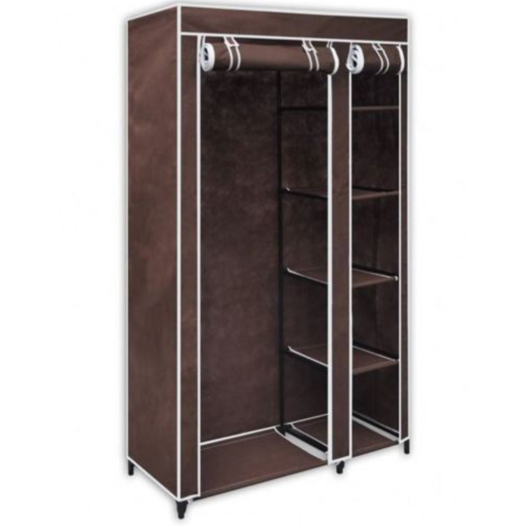 foto del prodotto trade shop armadio guardaroba tessuto tnt 110x46xh175cm cabina appendiabiti acciaio 