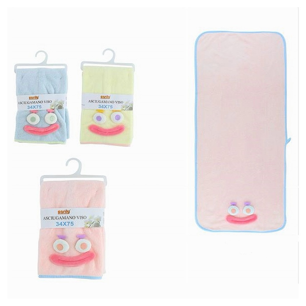 foto del prodotto trade shop asciugamano viso 34x75cm tessuto morbido con faccia bagno ospite 3 colori 10737 