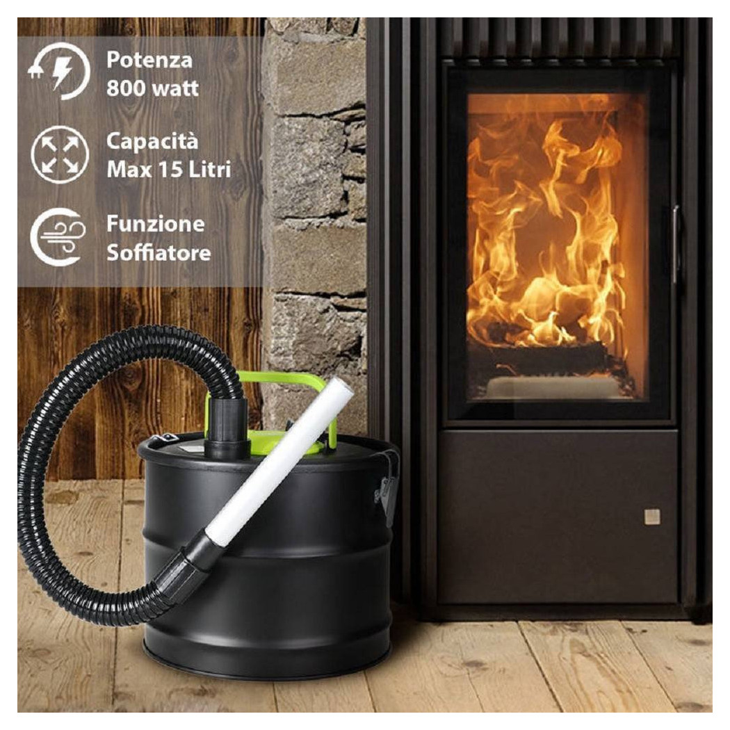 foto del prodotto trade shop aspiracenere elettrico 800w serbatoio capacit 15lt aspirapolvere cenere 4887 