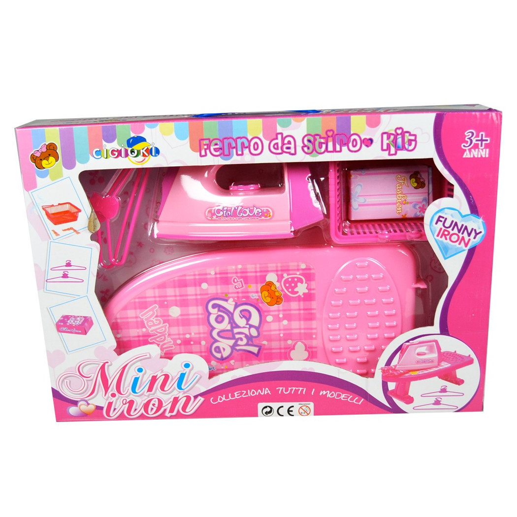 foto del prodotto trade shop asse da stiro per bambine mini con ferro a secco e accessori giochi 