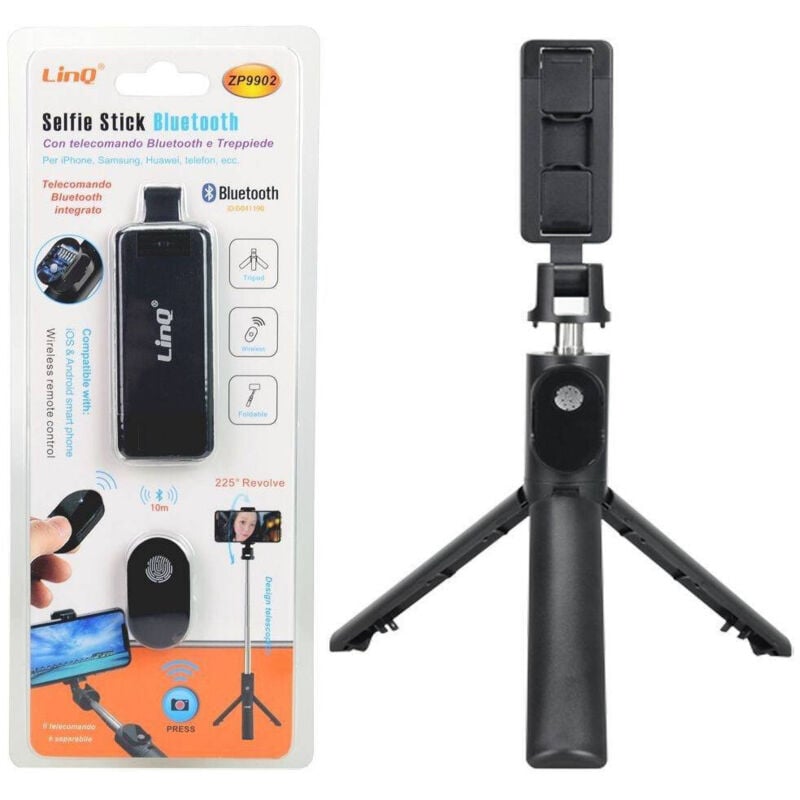 foto del prodotto trade shop asta supporto selfie stick jack autoscatto allungabile bastone bluetooth zp9902 