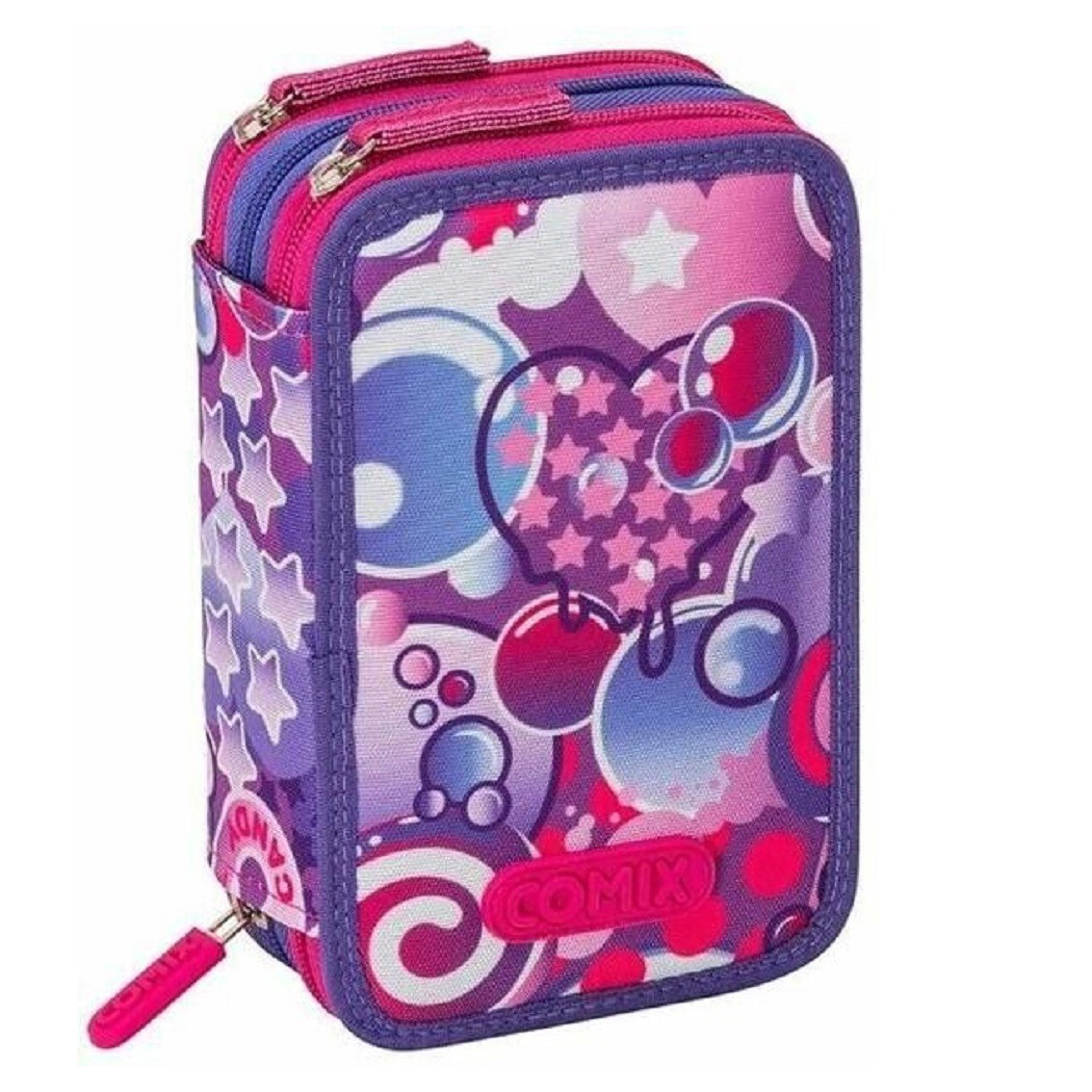 foto del prodotto trade shop astuccio portapenne 3 zip scomparti comix bright bubbles girl accessori scuola 