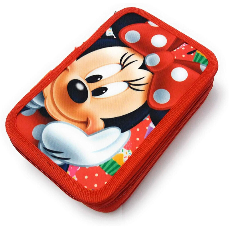 foto del prodotto trade shop astuccio topolina minnie disney 3 zip 20x13x6.5cm scomparto accessoriato scuola 