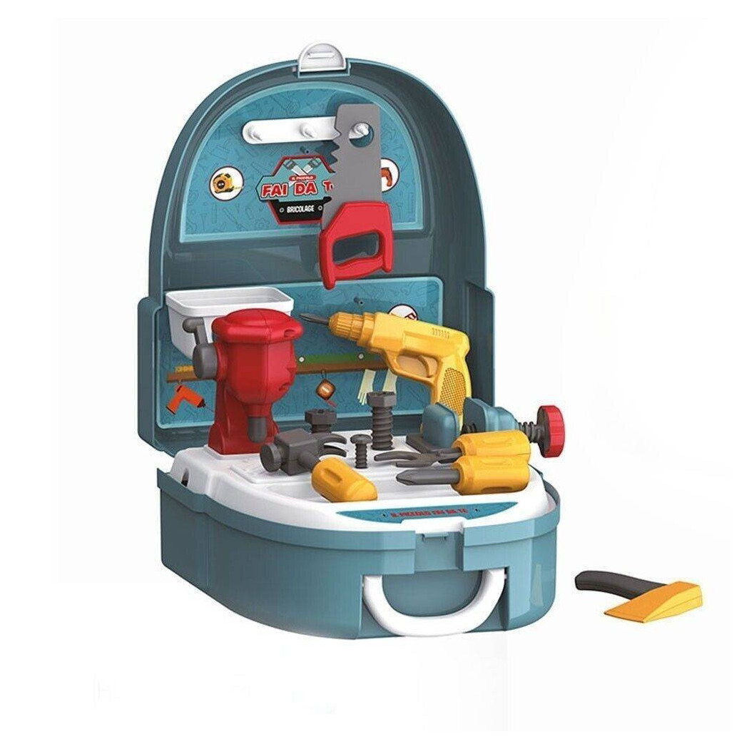 foto del prodotto trade shop attrezzi bricolage con zaino giocattolo per bambini il piccolo fai da te gioco 