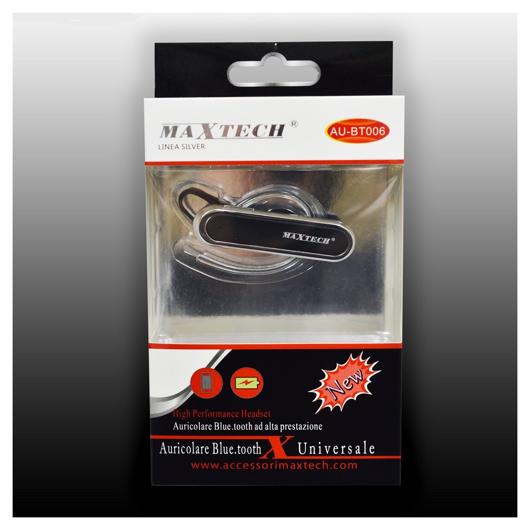 foto del prodotto trade shop auricolare bluetooth universale maxtech au bt006 cuffia per smartphone alta prestazione 