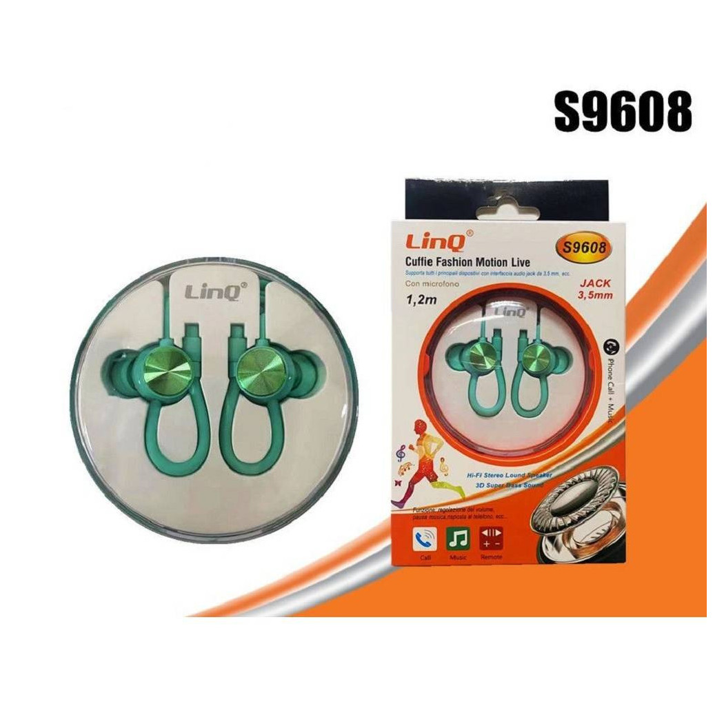 foto del prodotto trade shop auricolari cuffie s9608 con microfono fashion motion live sport jack 3.5mm 1.2mt 