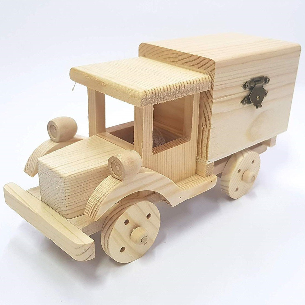 foto del prodotto trade shop auto camion in legno 64891 scatola portagioie porta gioie cofanetto decoupage 