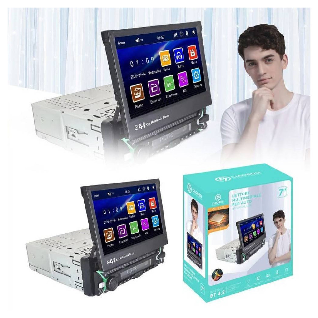 foto del prodotto trade shop autoradio con monitor 7 hd lettore multimediale per auto 60wx4 bluetooth cx 8225 