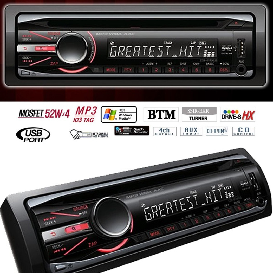 foto del prodotto trade shop autoradio stereo frontalino estraibile fm mp3 usb sd cd dvd lcd 52wx4 id3 tag hx 