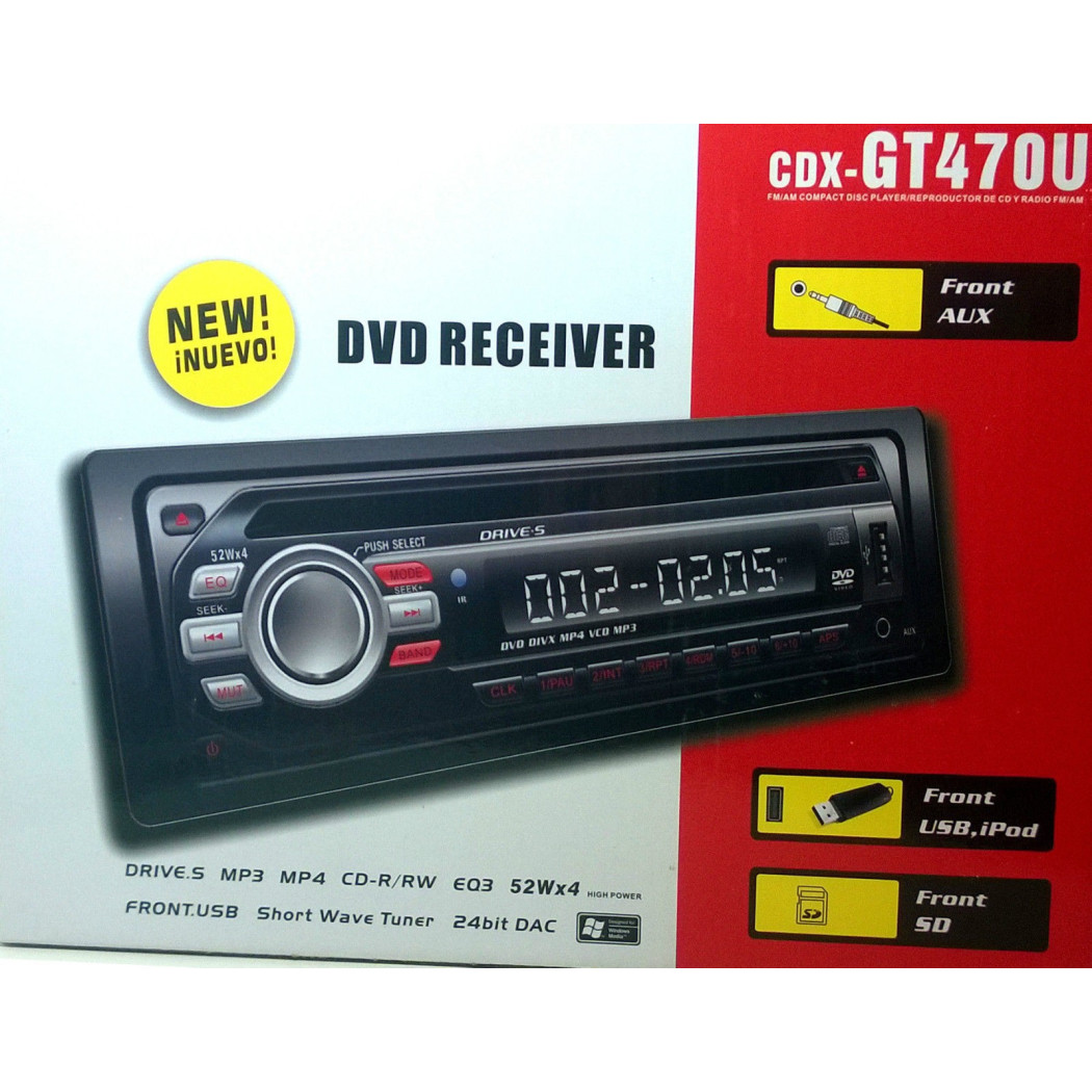foto del prodotto trade shop autoradio stereo usb sd mp3 dvd frontalino estraibile telecomando gt 470u 