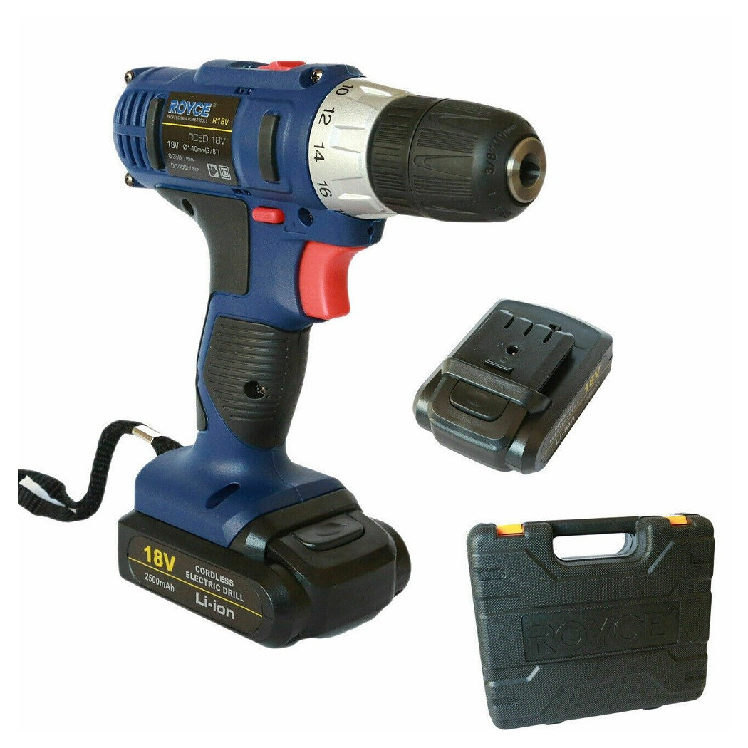 foto del prodotto trade shop avvitatore trapano a batteria 18v 2 batterie litio ricaricabile in valigetta 