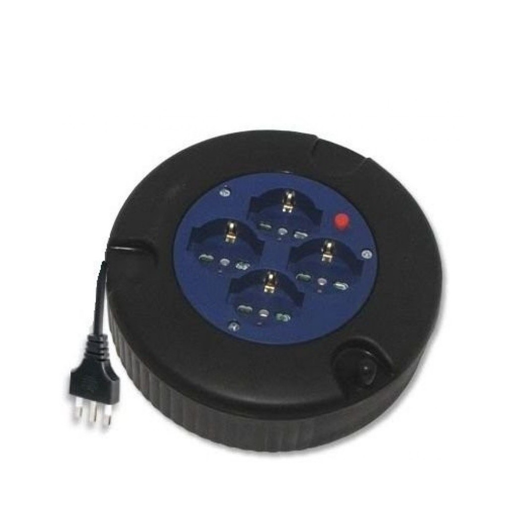 foto del prodotto trade shop avvolgicavo 8 metri avvolgi cavo elettrico 4 prese schuko 2p t 10 16a prolunga 