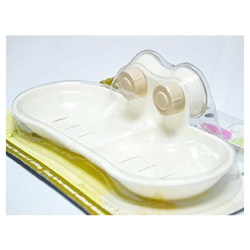 foto del prodotto trade shop bagno plastica mensola doccia porta 2 sapone attacco a ventosa 