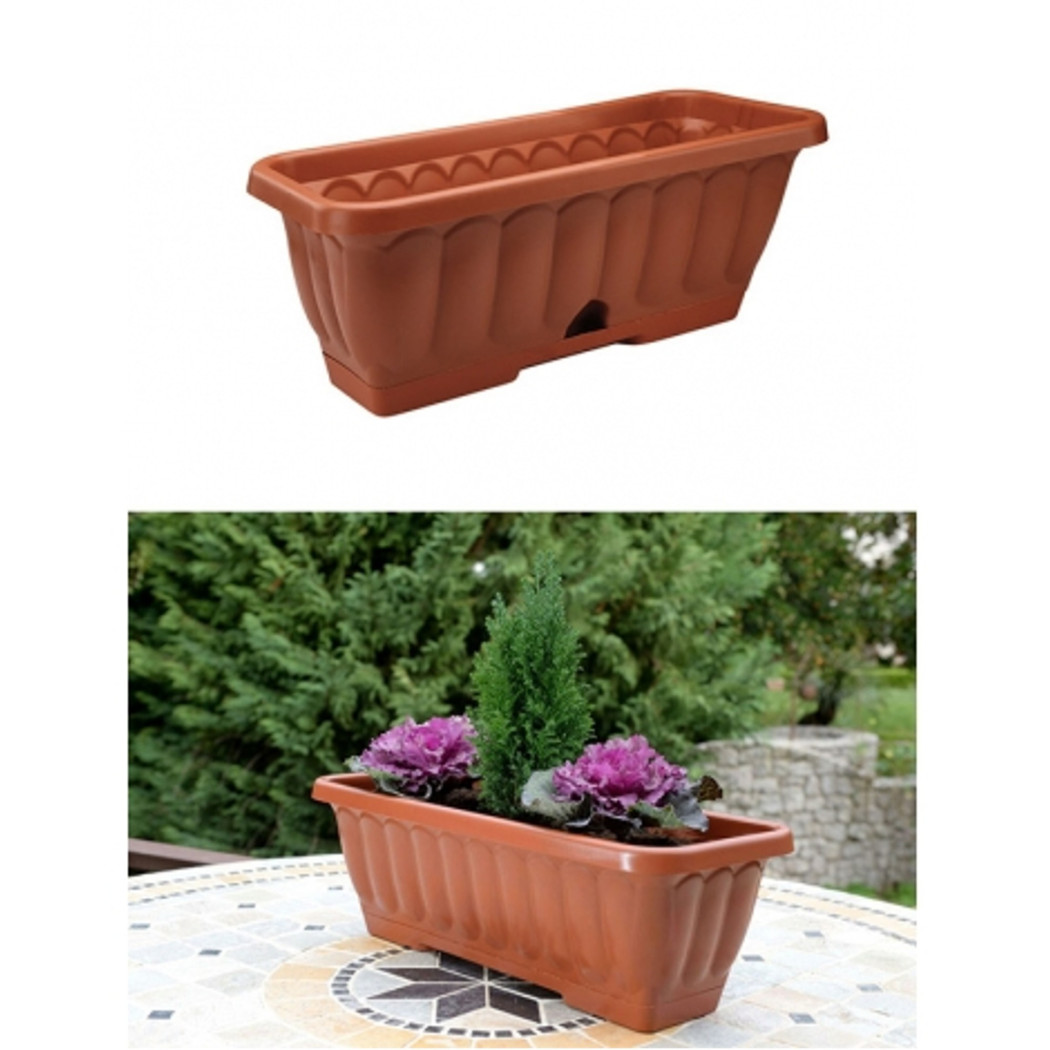 foto del prodotto trade shop balconetta fioriera rettangolare 30x17x20 cm vaso in plastica cassetta sottovaso 