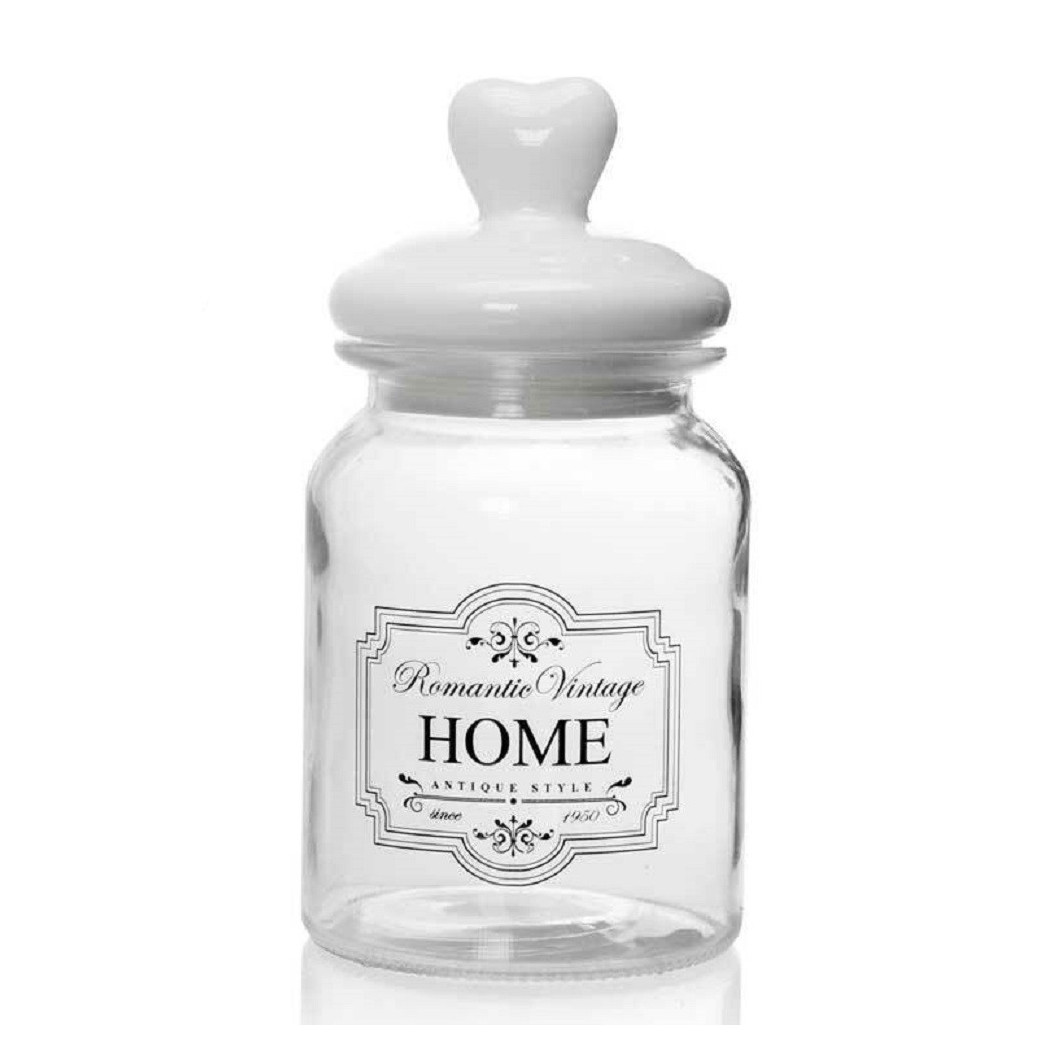foto del prodotto trade shop barattolo contenitore in vetro decoro romantic vintage home 1000ml 11x2cm 759352 