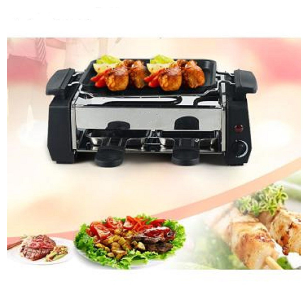 foto del prodotto trade shop barbecue elettrico grill da tavolo campeggio 2 vaschette 1000 watt 1000w hy9098 