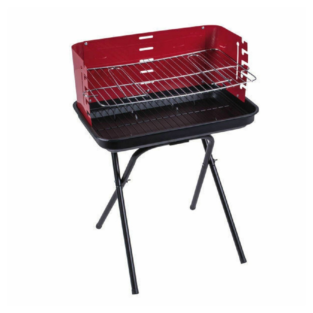 foto del prodotto trade shop barbecue portatile da viaggio a carbonella rettangolare richiudibile con griglia 